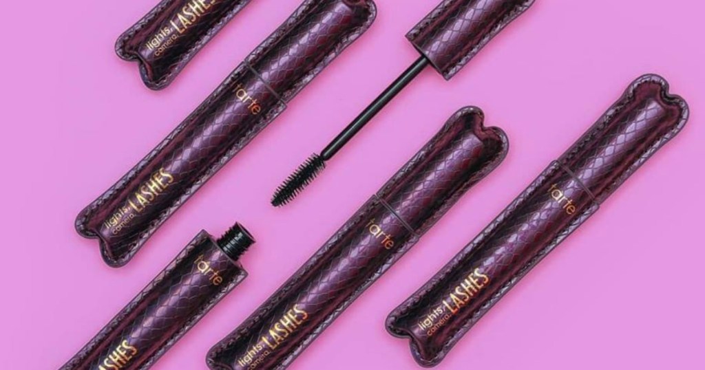 Tarte mascaras on a pink background