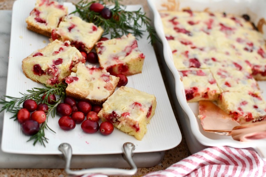 Cranberry Christmas Cake on a Platter