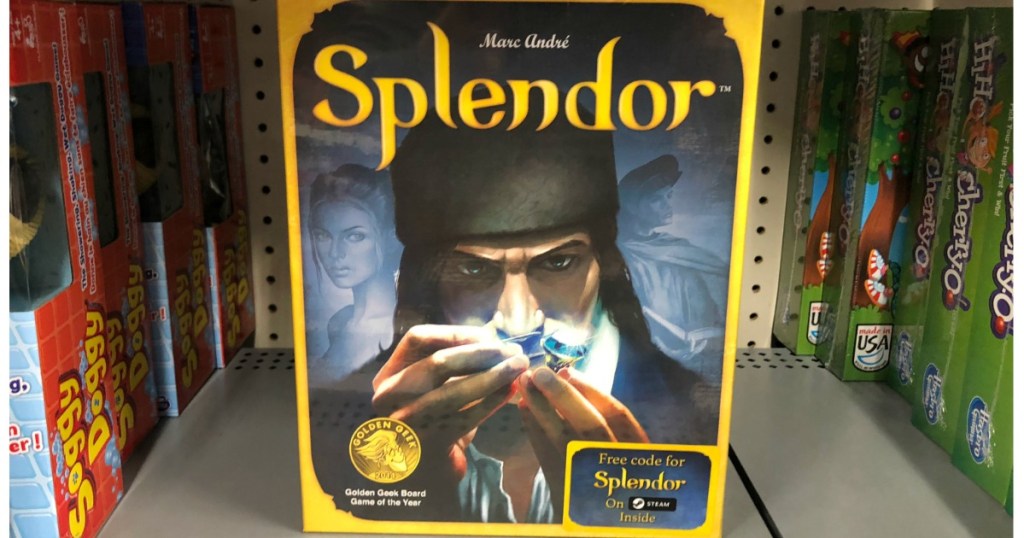 splendor board game on a store shelf