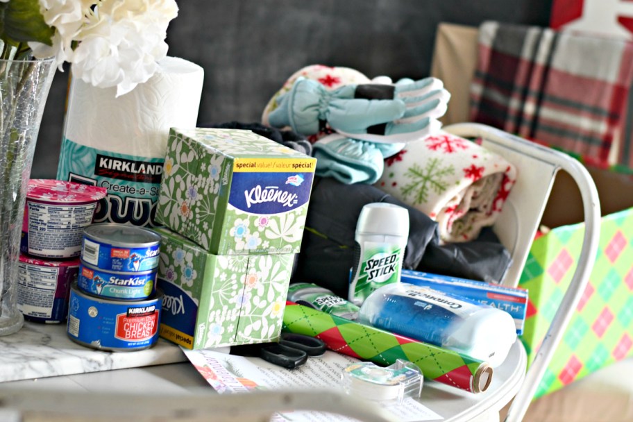 pile of household and personal accessories on table