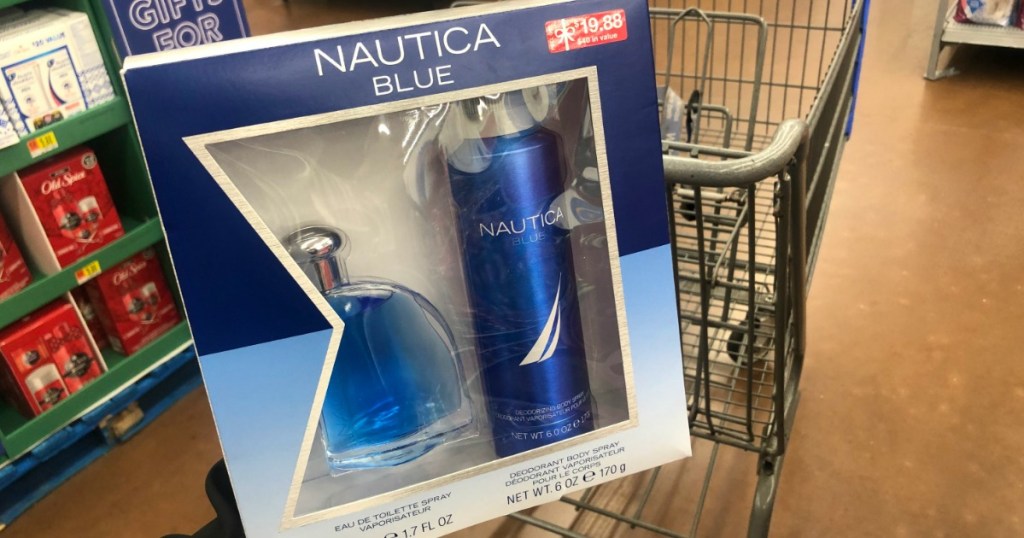 Nautica gift set in store by shopping cart