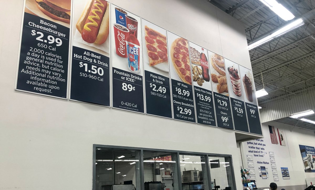 Sam's Club Food Court ordering menu signs