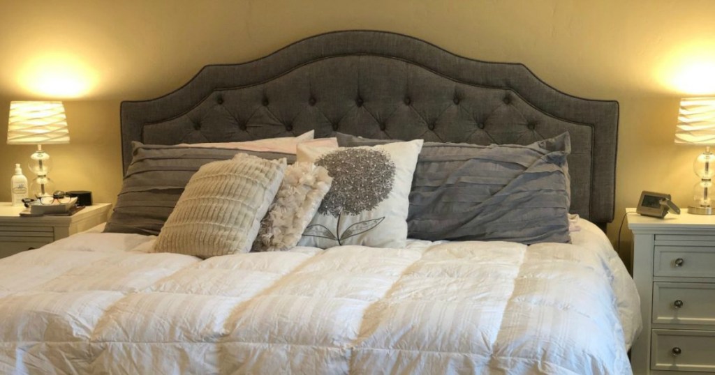 Love pottery barn? This is my similar headboard and nightstands from Wayfair 