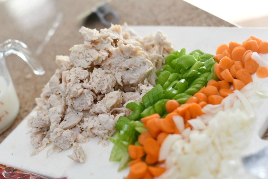 chicken with celery onion, and carrots