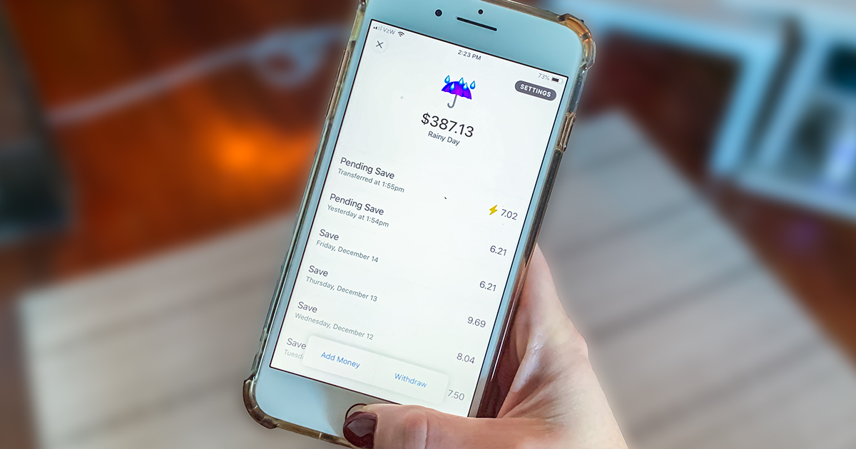 digit budgeting app save money — rainy day account transactions