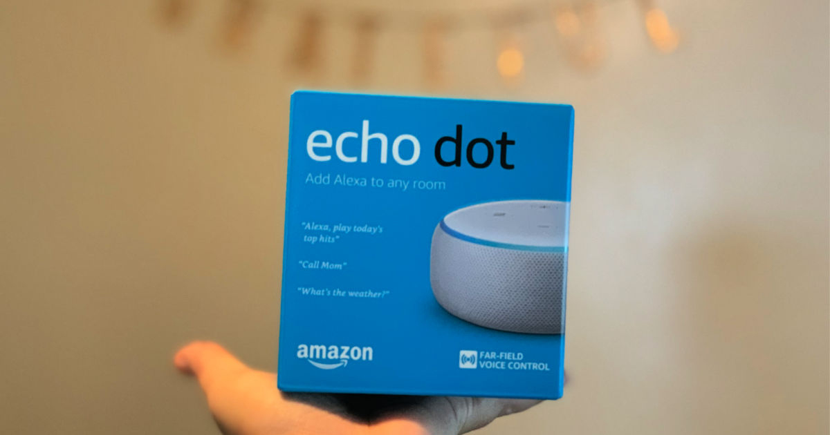 hand holding echo dot 3rd generation