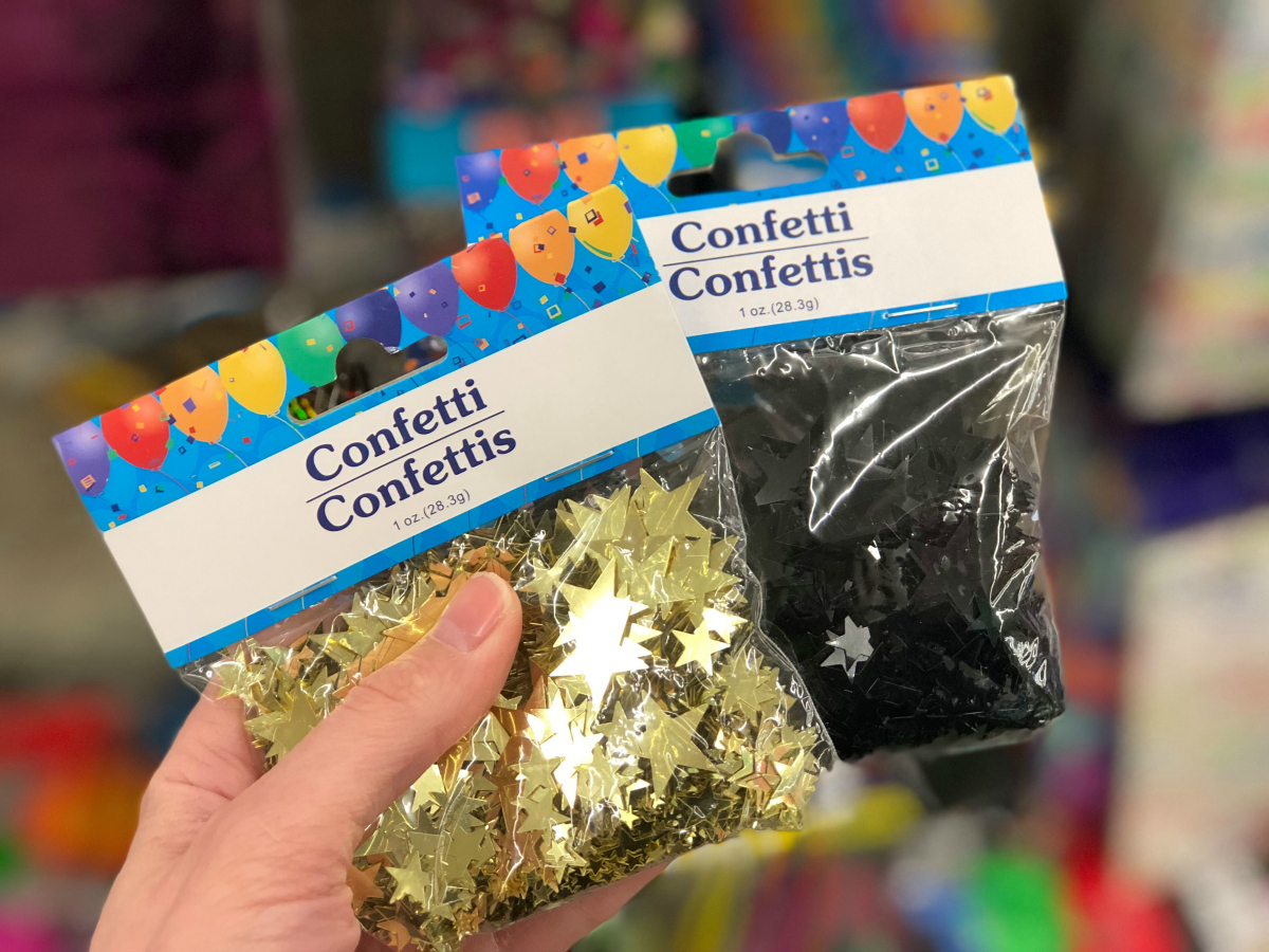 gold black confetti dollar tree