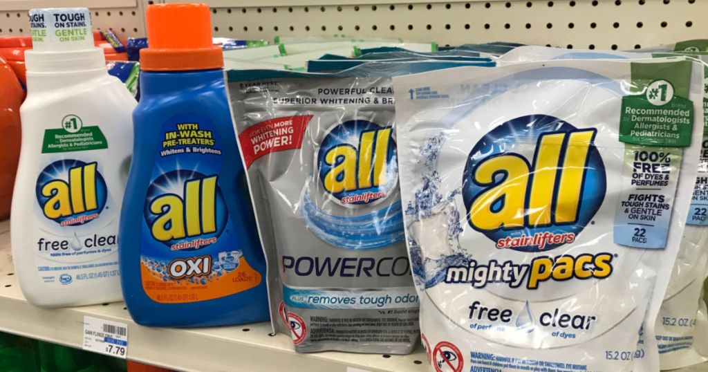 laundry detergent on shelf