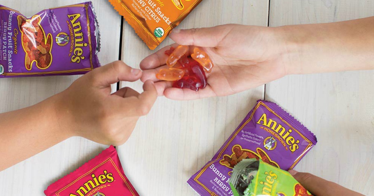 Kids sharing Annie's fruit snacks