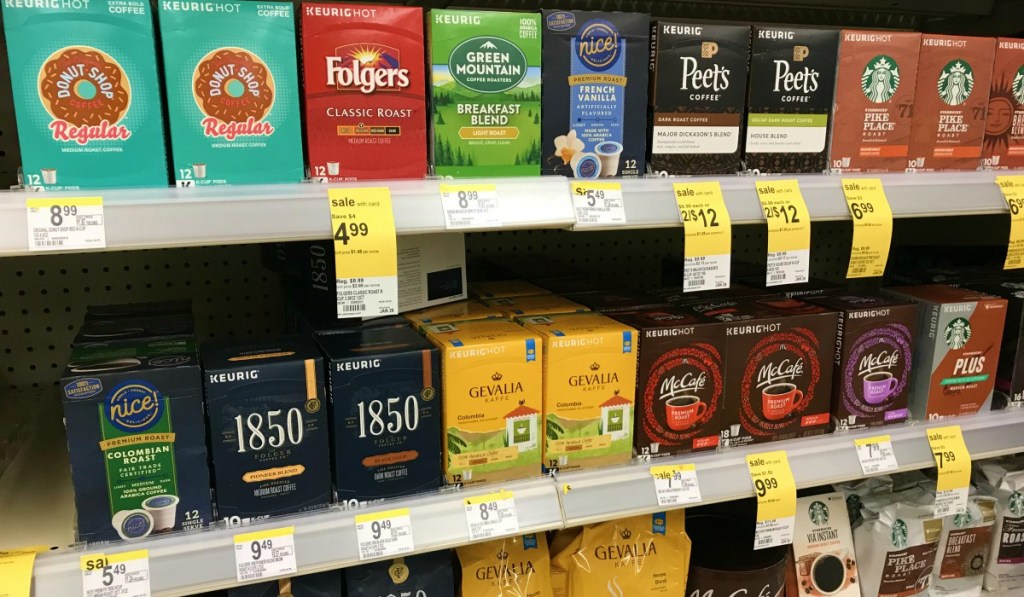 coffee pods on shelf 