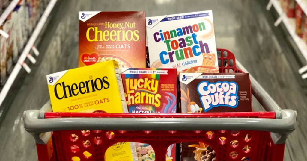 multiple general mills cereal in target cart