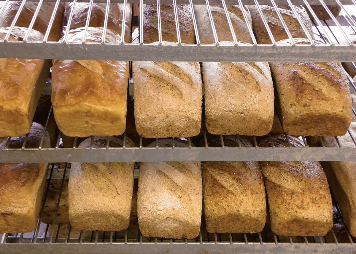 Great Harvest Bread Co bread on racks