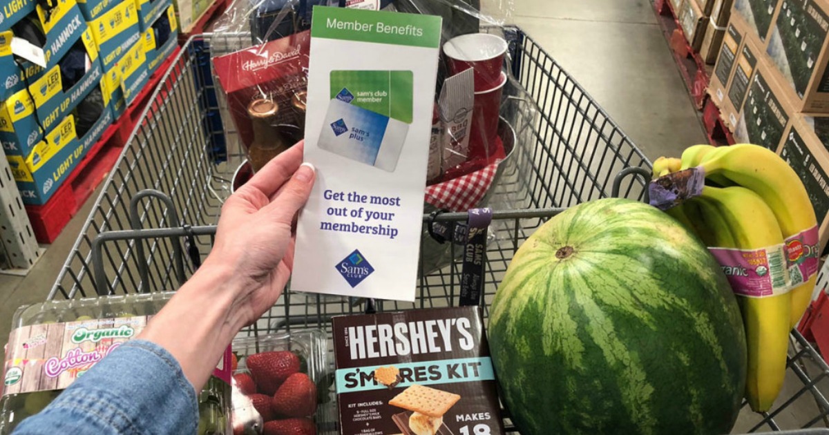 Sam's Club full cart with membership brochure