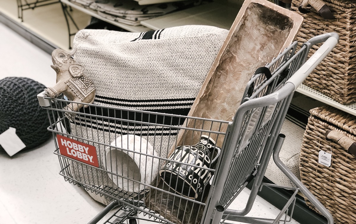 Hobby Lobby cart full of neutral items