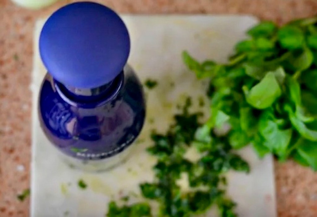 chopping basil