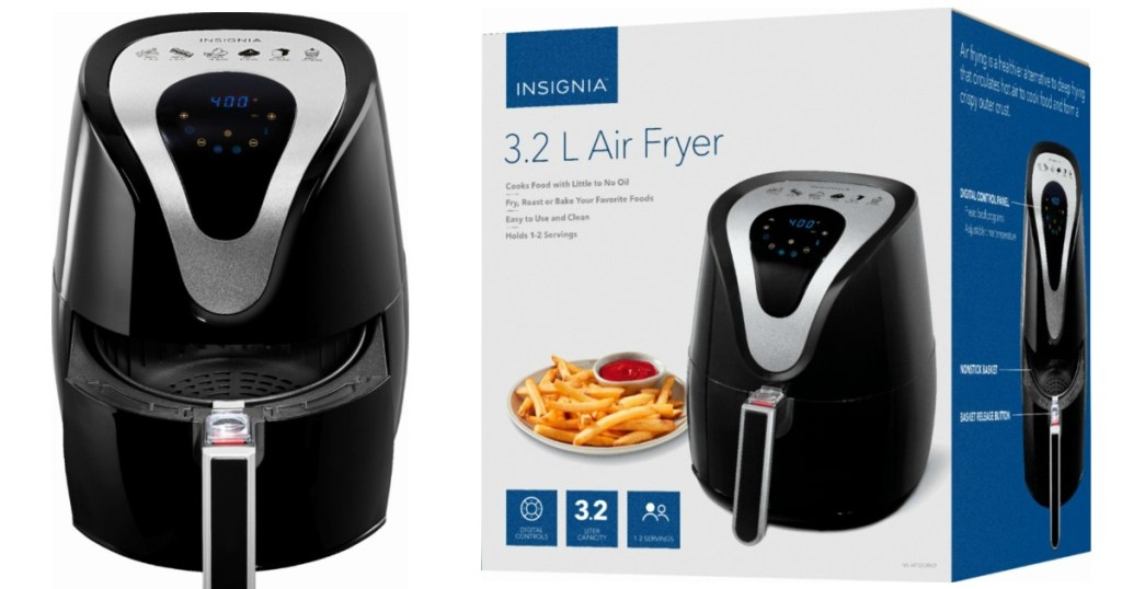 insignia 3.2L Digital Air Fryer in packaging