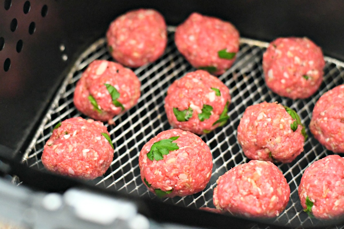 easy air fryer Parmesan meatballs – in the air fryer prior to cooking