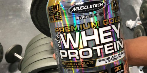 Amazon: MuscleTech Premium Whey Protein 2.2 Pound Jar Only $9 Shipped (31¢ Per Serving)