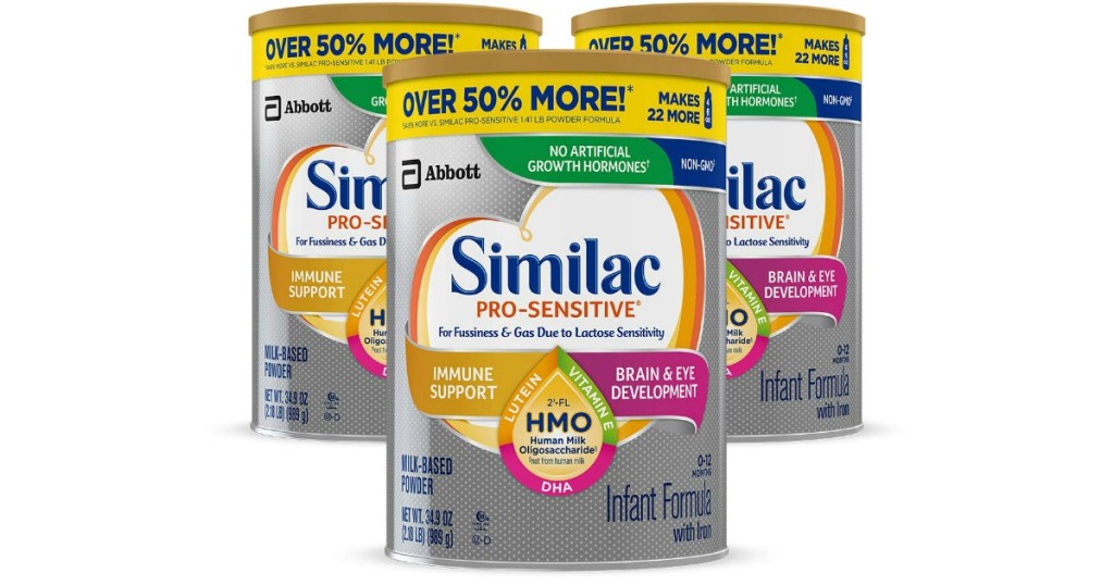 three cans of similac formula