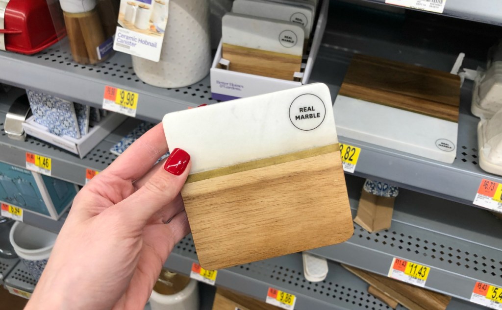 BHG acacia wood marble coaster at Walmart