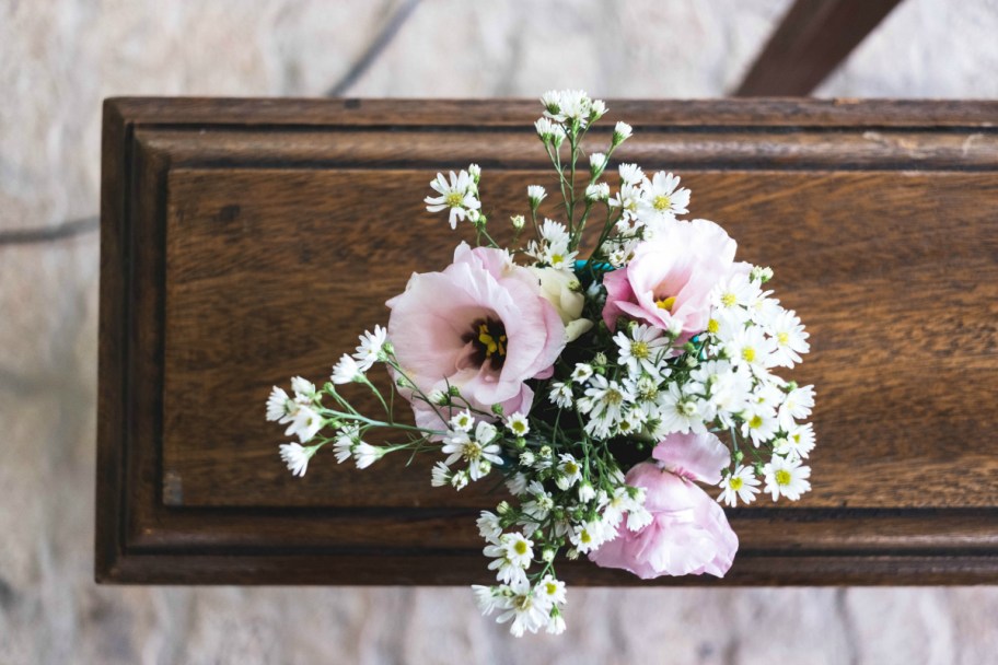 casket with flowers