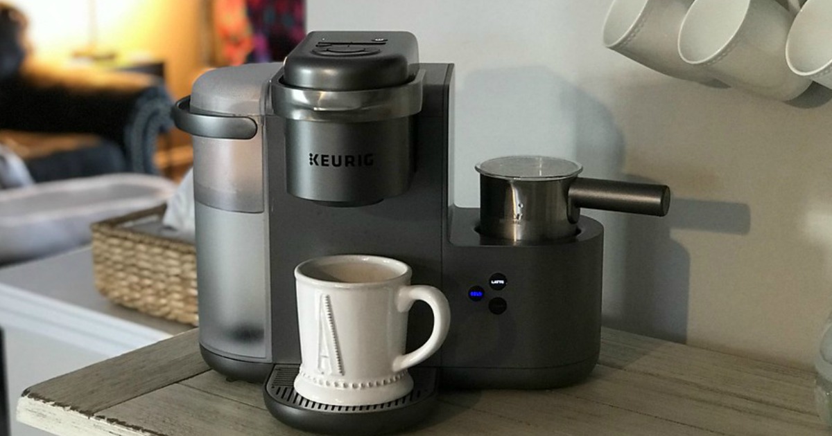 Keurig single serve grey coffee maker with mug