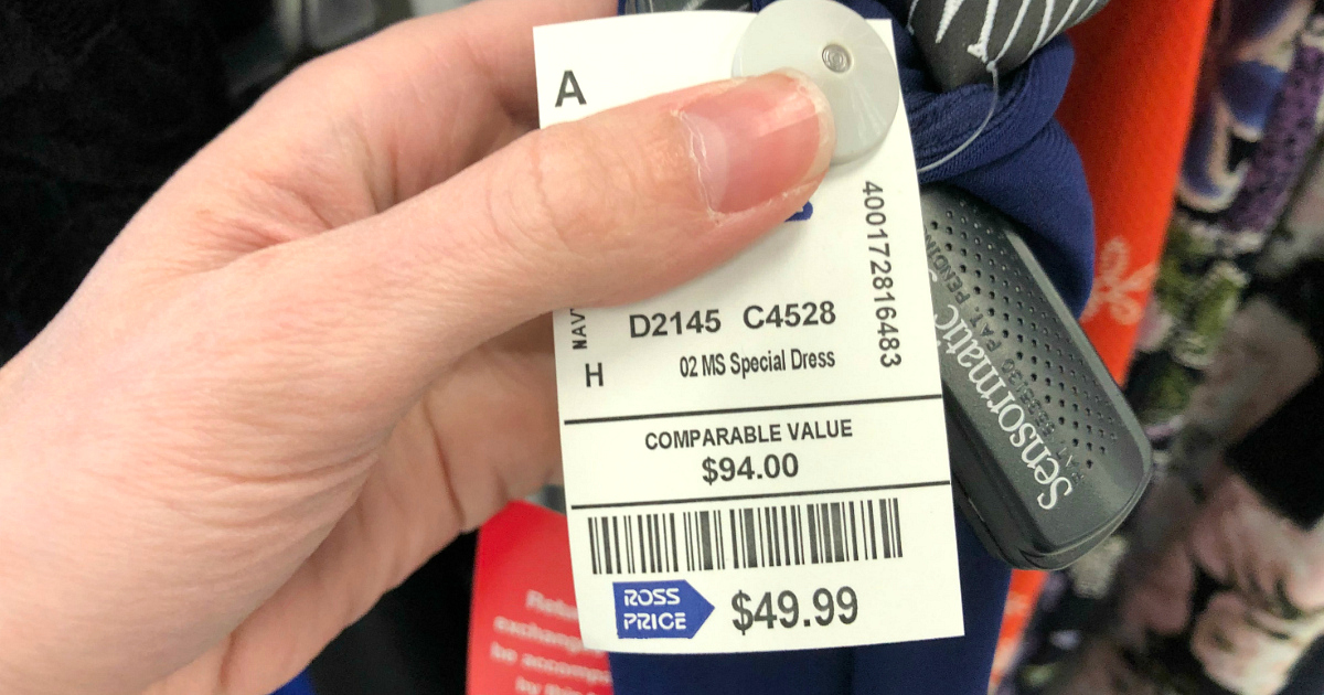 Ross garment label showing "onlineparable value" pricing