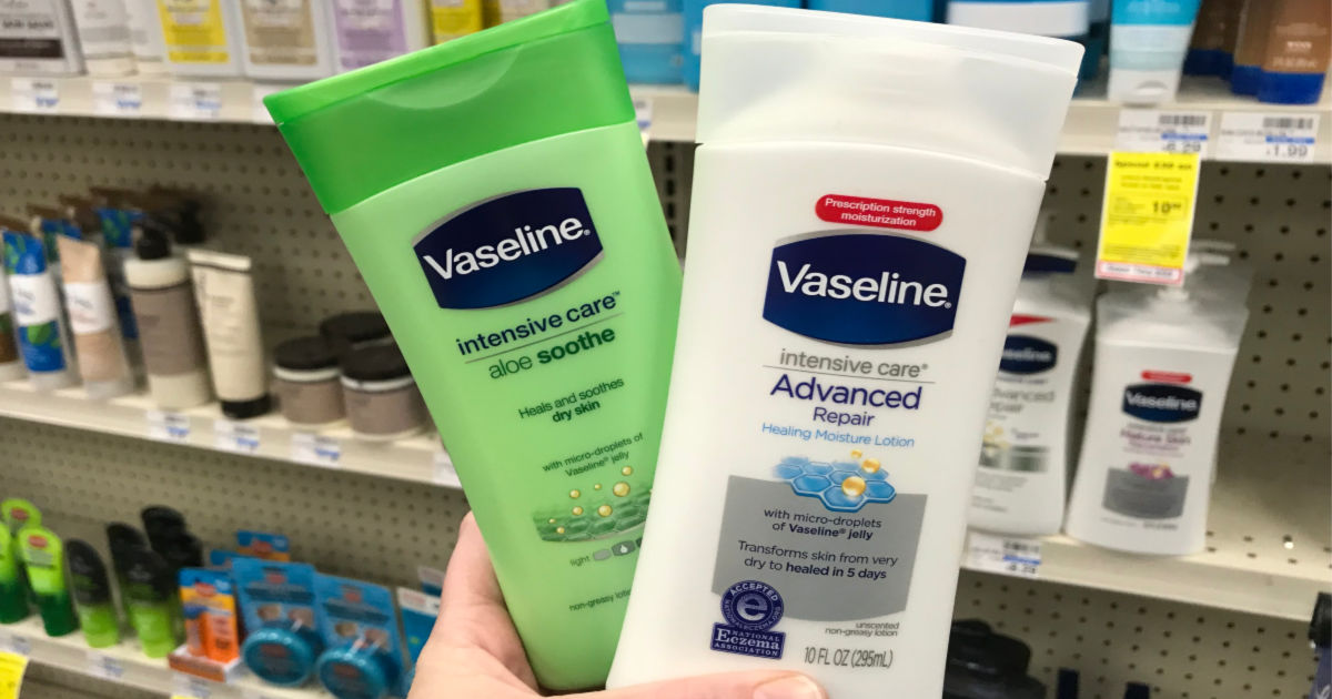 holding Vaseline lotion at CVS