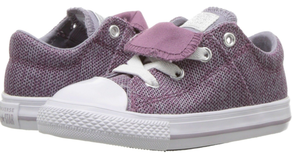 Purple canvas converse shoes