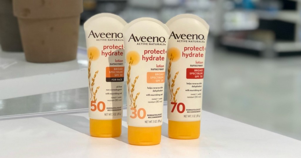 aveeno sunscreen on counter