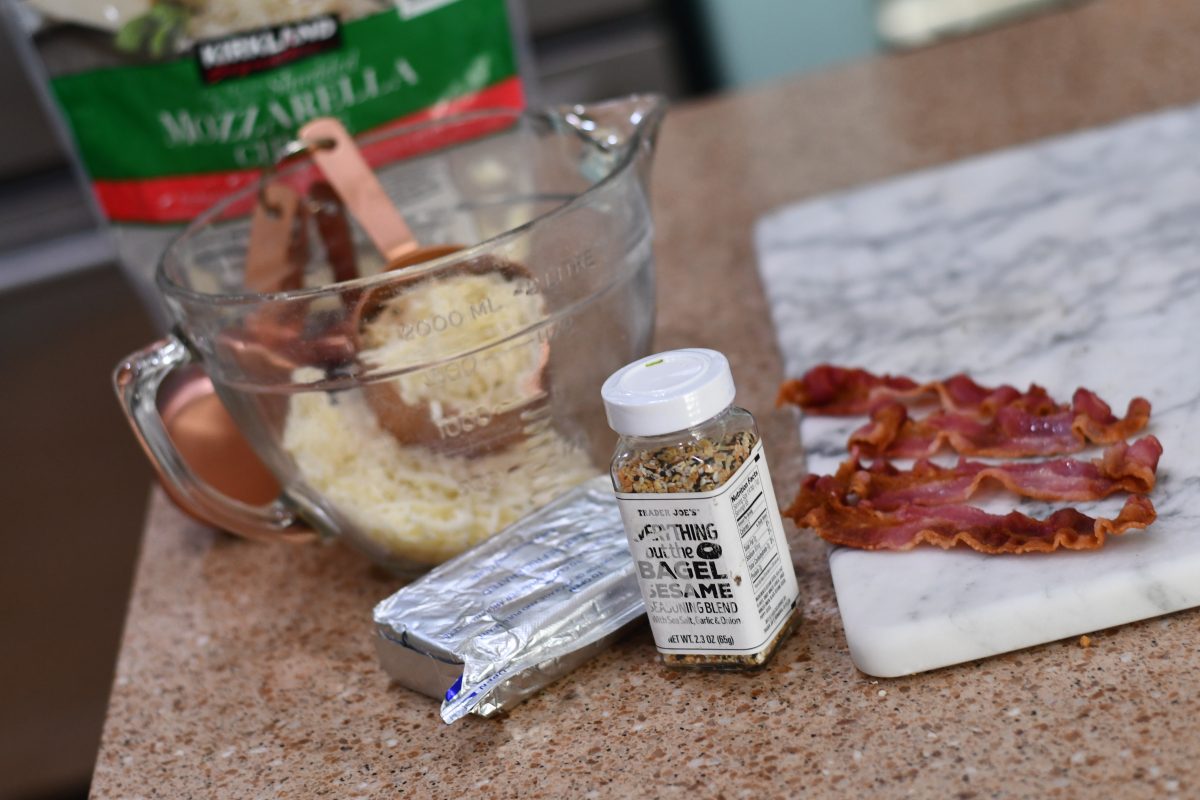 ingredients on counter for Everything But The Bagel Cheese Ball 