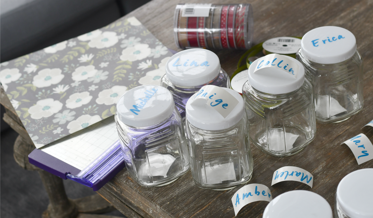 finished kindness jars on a table