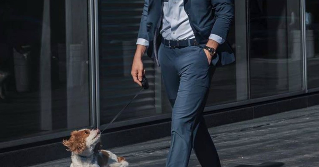 man wearing perry ellis dress pants