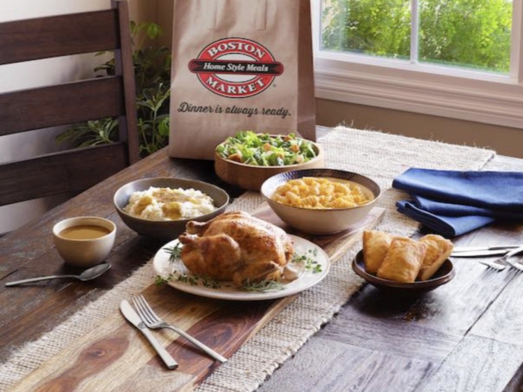 Boston Market meal on kitchen table