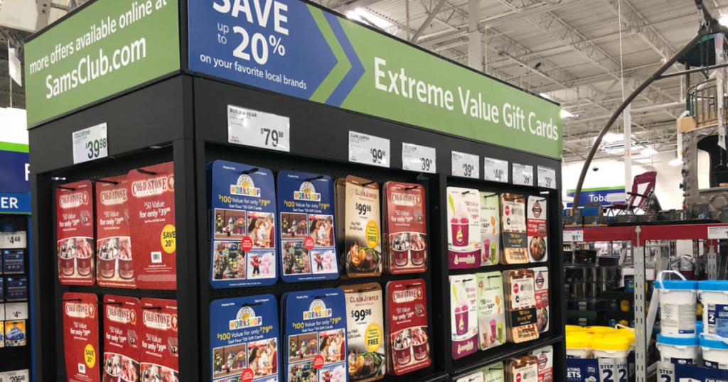 display of gift cards at Sam's Club