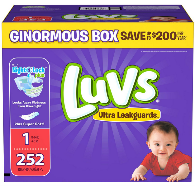 ginormous box of LUVS diapers