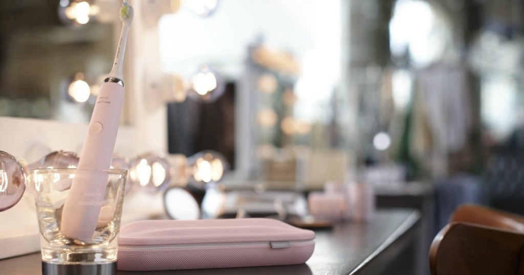 Sonicare Toothbrush in charging cup in dressing room