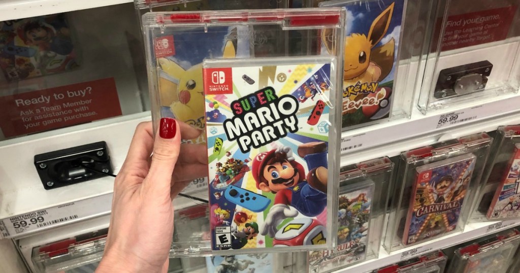 hand holding the Super Mario Party game