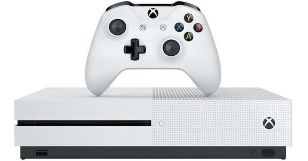 white xbox one s 1tb with white controller on top