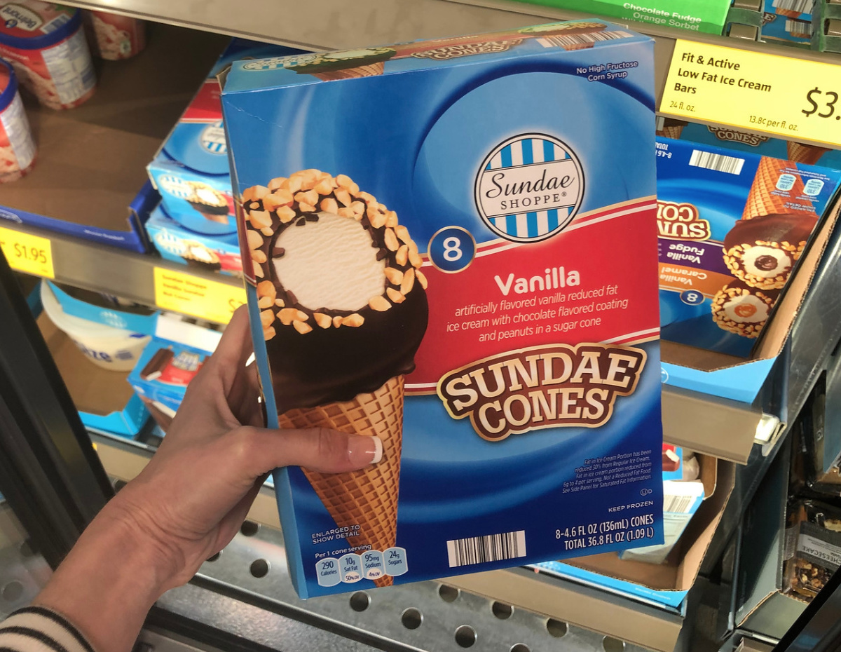 vanilla sundae cones at Aldi