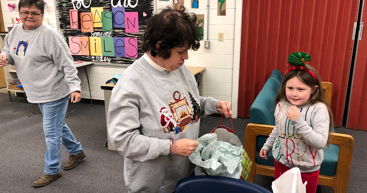 opening gifts at hope haven