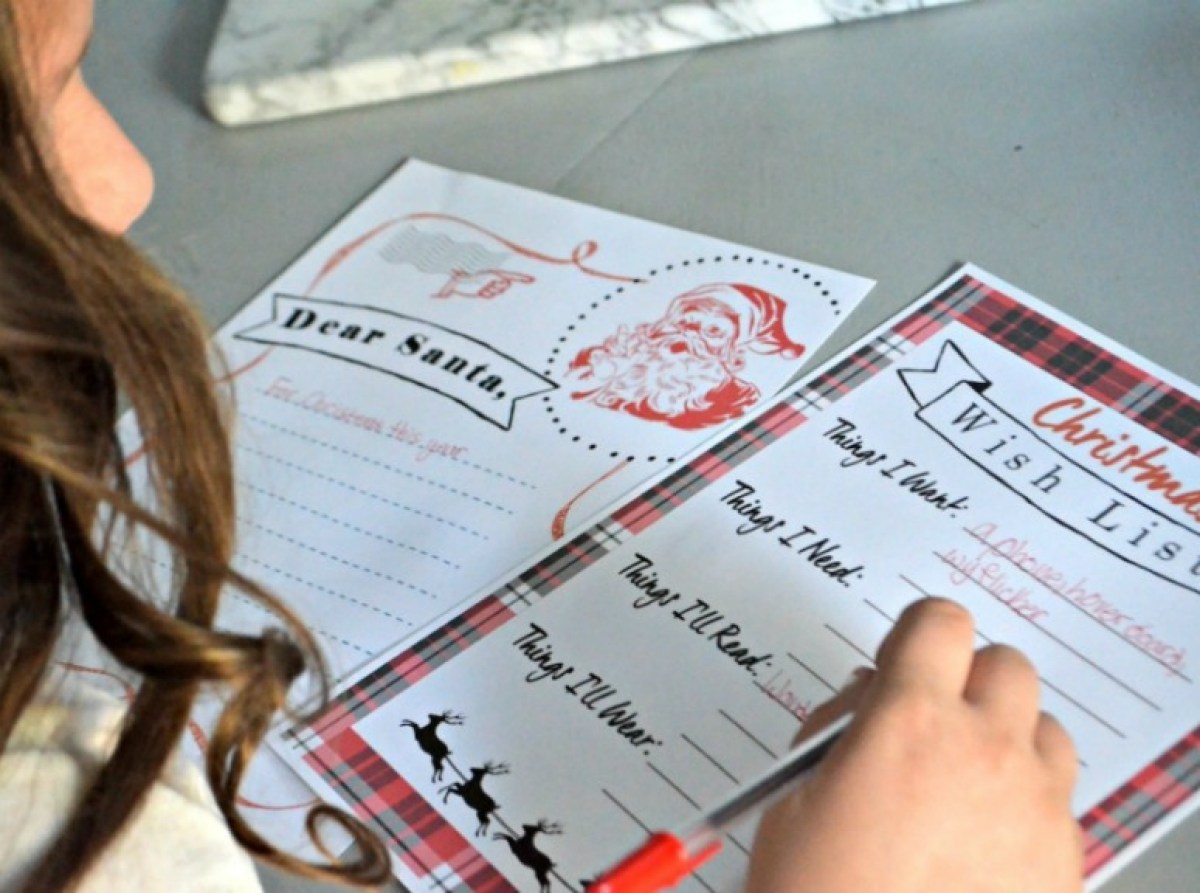 girl writing letter to Santa