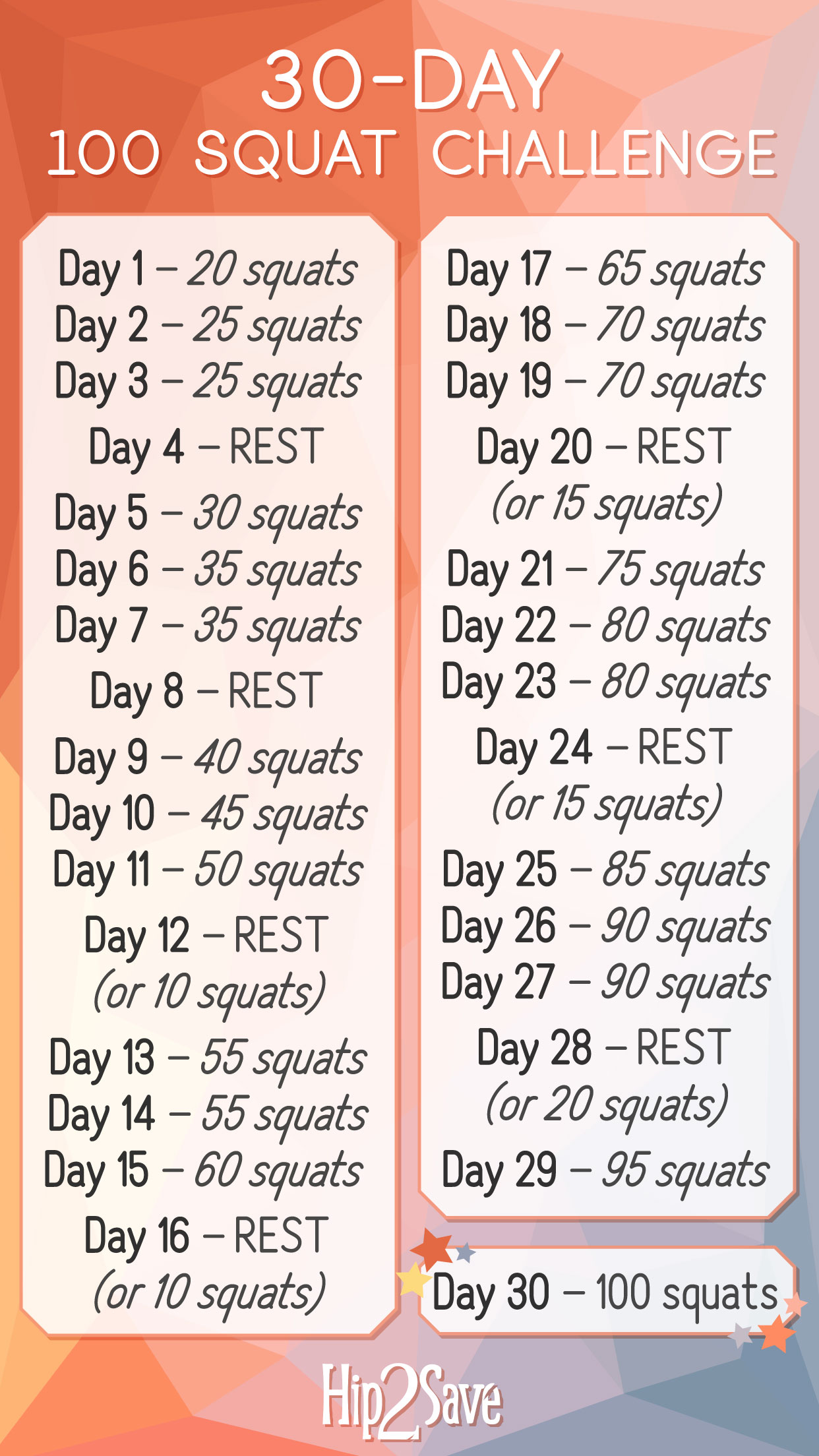 30 day squat challenge printable