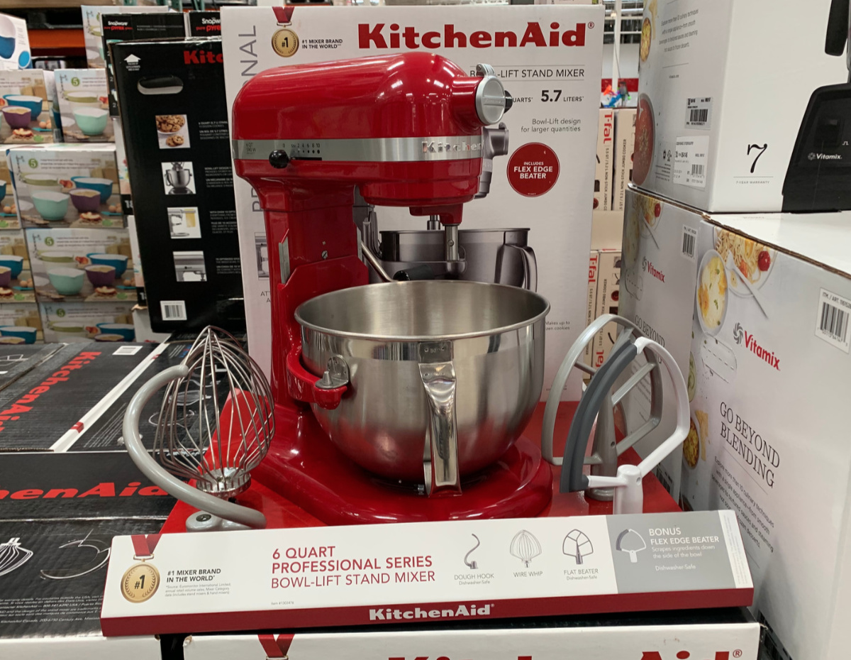 KitchenAid mixer in red at Costco