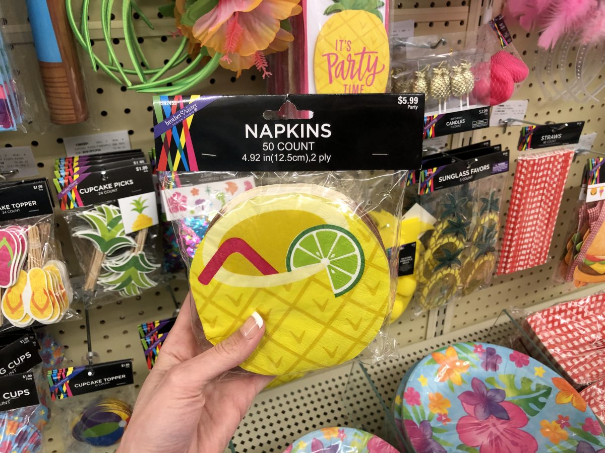 pineapple party napkins at Hobby Lobby