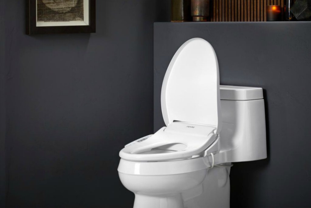 Elongated bidet on a matching toilet