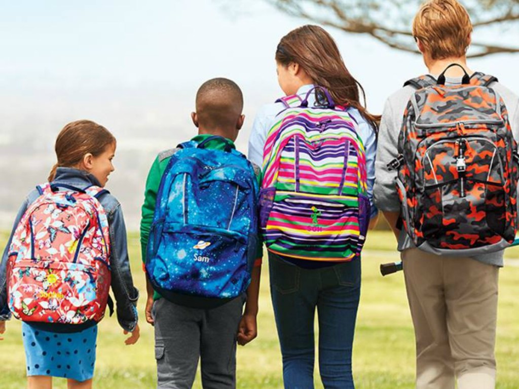 kids wearing Lands' End backpacks