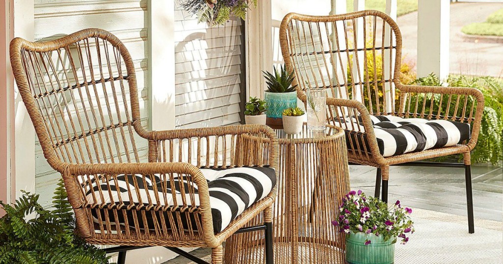 Pier1 Imports Chat 3-Piece Patio Collection w/ Striped cushions on Patio