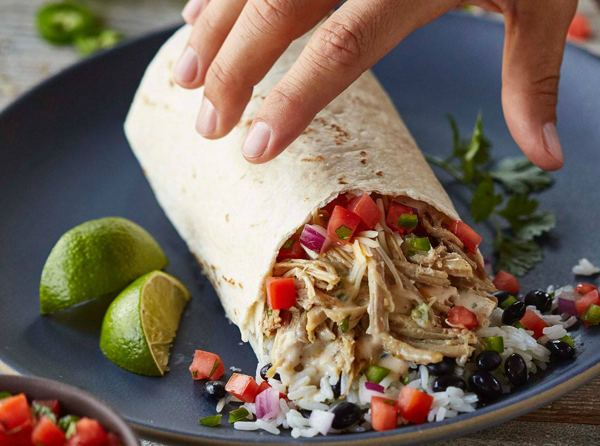 QDOBA burrito on a plate - national burrito day