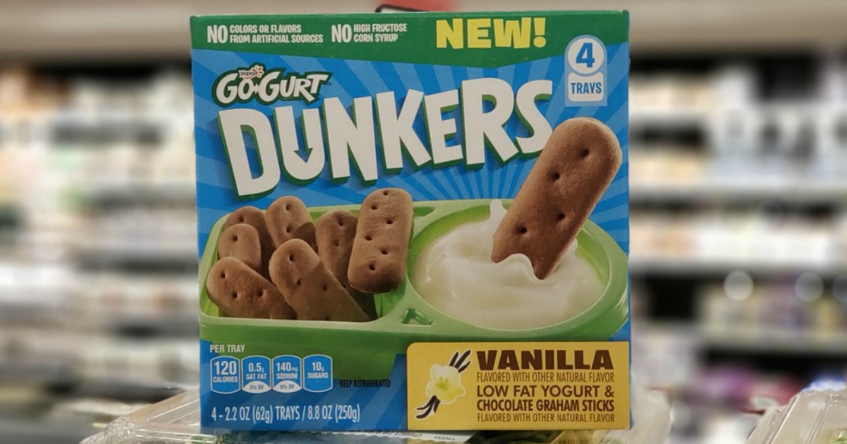 vanilla go-gurt dunkers box at grocery store